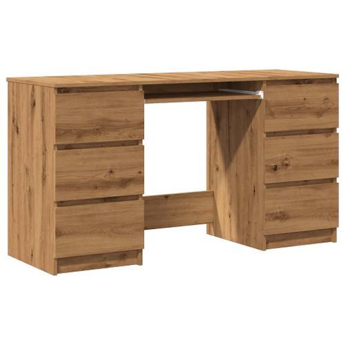 Bureau chêne artisanal 140x50x77 cm bois d'ingénierie - Photo n°2; ?>