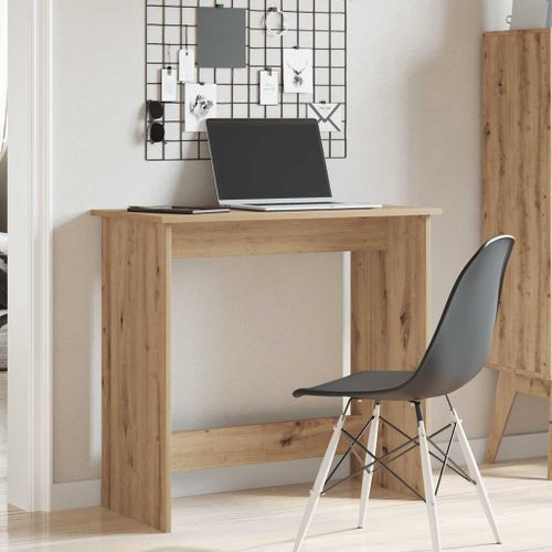 Bureau chêne artisanal 80x40x75 cm bois d'ingénierie - Photo n°3; ?>