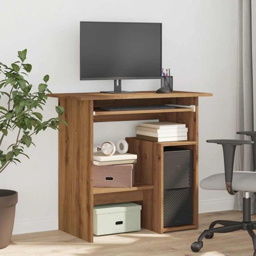 Bureau chêne artisanal 80x45x74 cm bois d'ingénierie - Photo n°3; ?>