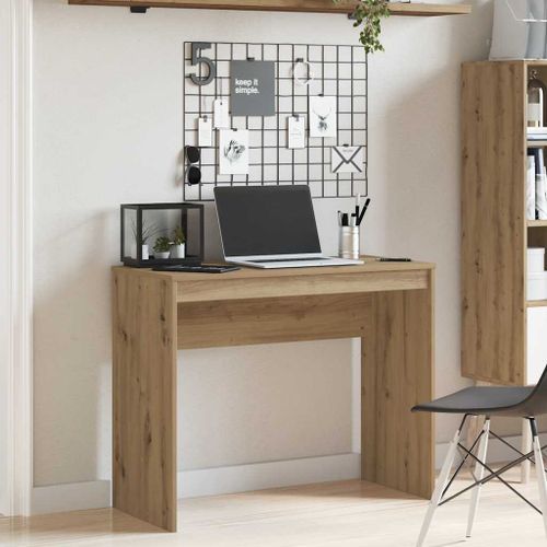 Bureau chêne artisanal 90x40x72 cm bois d'ingénierie - Photo n°2; ?>