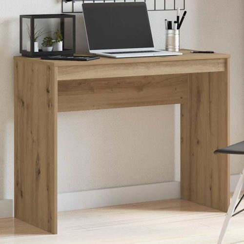 Bureau chêne artisanal 90x40x72 cm bois d'ingénierie - Photo n°3; ?>