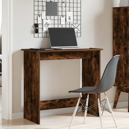 Bureau chêne fumé 80x40x75 cm bois d'ingénierie - Photo n°3; ?>