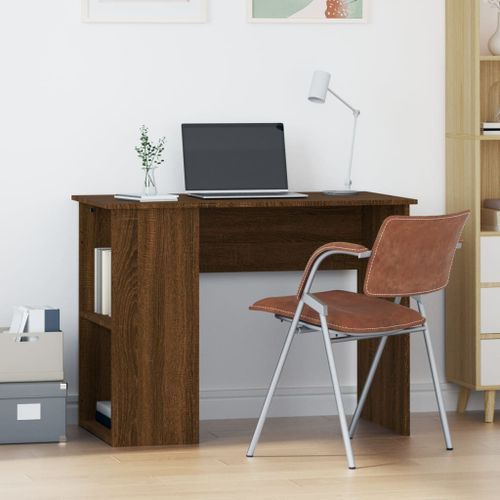 Bureau chêne marron 100x55x75 cm bois d'ingénierie - Photo n°2; ?>