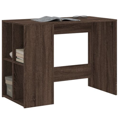 Bureau chêne marron 102x50x75 cm bois d'ingénierie - Photo n°3; ?>