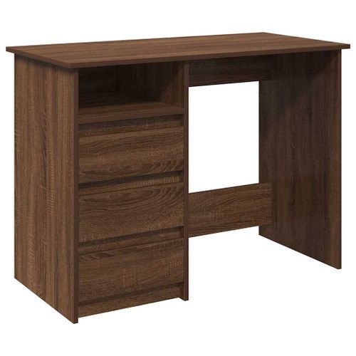 Bureau chêne marron 102x50x75 cm bois d'ingénierie - Photo n°2; ?>