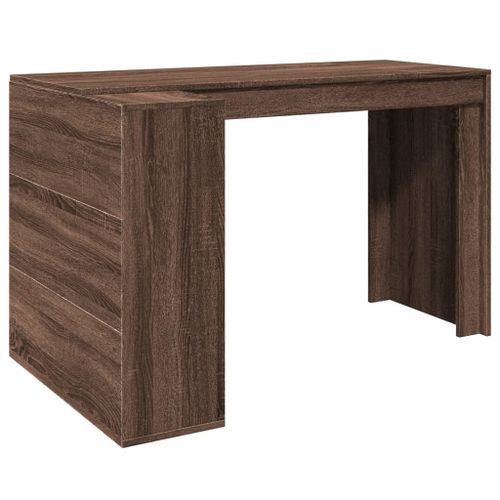 Bureau chêne marron 123,5x73,5x75 cm bois d'ingénierie - Photo n°2; ?>