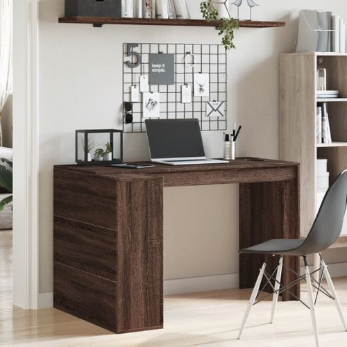 Bureau chêne marron 123,5x73,5x75 cm bois d'ingénierie - Photo n°3; ?>