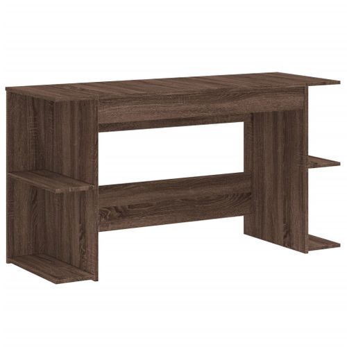 Bureau chêne marron 140x50x75 cm bois d'ingénierie - Photo n°2; ?>