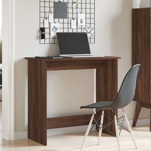 Bureau chêne marron 80x40x75 cm bois d'ingénierie - Photo n°3; ?>