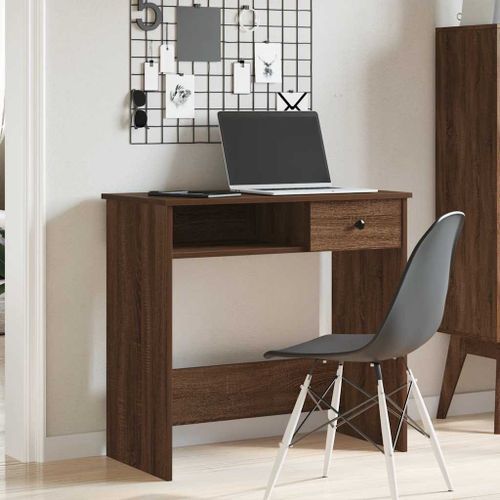 Bureau chêne marron 80x40x75 cm bois d'ingénierie - Photo n°3; ?>