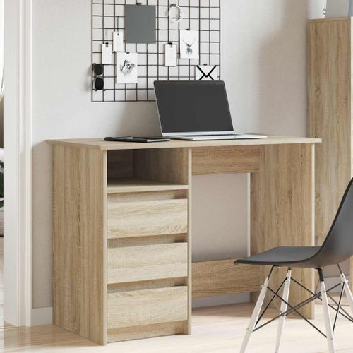 Bureau chêne sonoma 102x50x75 cm bois d'ingénierie - Photo n°3; ?>