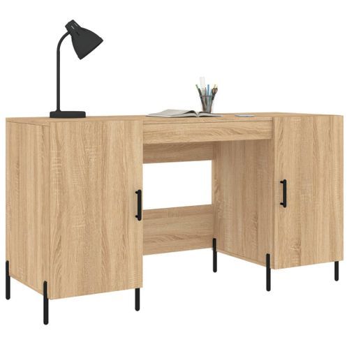 Bureau chêne sonoma 140x50x75 cm bois d'ingénierie - Photo n°3; ?>