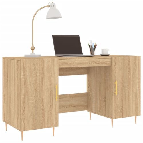 Bureau chêne sonoma 140x50x75 cm bois d'ingénierie - Photo n°3; ?>