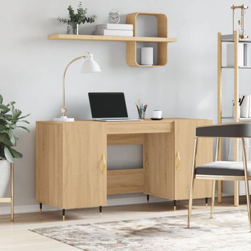 Bureau chêne sonoma 140x50x75 cm bois d'ingénierie - Photo n°2; ?>