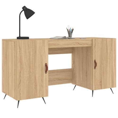 Bureau chêne sonoma 140x50x75 cm bois d'ingénierie - Photo n°3; ?>