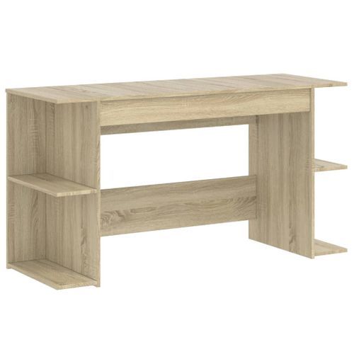 Bureau chêne sonoma 140x50x75 cm bois d'ingénierie - Photo n°2; ?>