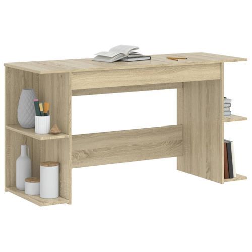 Bureau chêne sonoma 140x50x75 cm bois d'ingénierie - Photo n°3; ?>