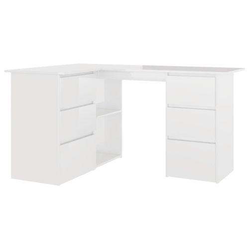 Bureau d'angle Blanc brillant 145x100x76 cm - Photo n°3; ?>