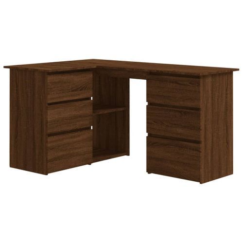 Bureau d'angle Chêne marron 145x100x76 cm Bois d'ingénierie - Photo n°2; ?>