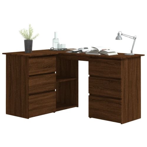 Bureau d'angle Chêne marron 145x100x76 cm Bois d'ingénierie - Photo n°3; ?>