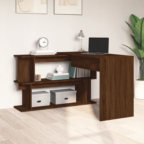 Bureau d'angle Chêne marron 200x50x76 cm Bois d'ingénierie - Photo n°3; ?>