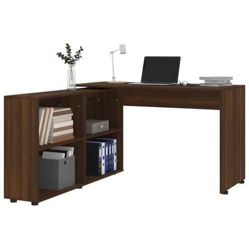 Bureau d'angle Chêne marron Bois d'ingénierie - Photo n°3; ?>