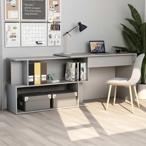 Bureau d'angle Gris 200x50x76 cm - Photo n°3; ?>