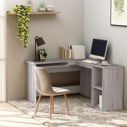 Bureau d'angle sonoma gris 120x140x75 cm bois d'ingénierie - Photo n°2; ?>