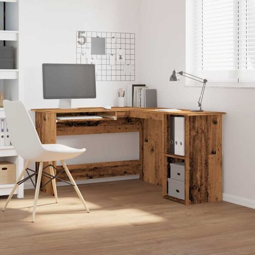 Bureau d'angle vieux bois 120x140x75 cm bois d'ingénierie - Photo n°3; ?>