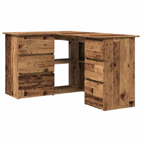 Bureau d'angle vieux bois 145x100x76 cm bois d'ingénierie - Photo n°2; ?>