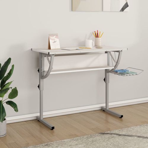 Bureau d'artisanat blanc et gris 110x53x(58-87) cm - Photo n°2; ?>