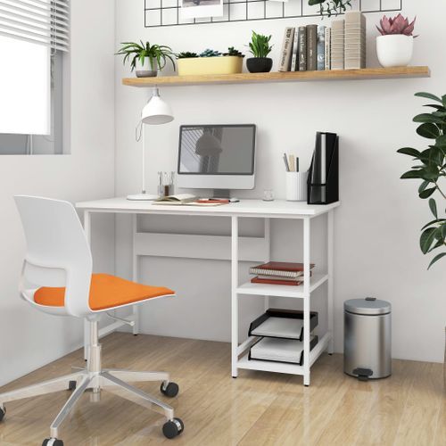 Bureau d'ordinateur Blanc 105x55x72 cm MDF et métal - Photo n°2; ?>