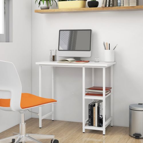 Bureau d'ordinateur Blanc 80x40x72 cm MDF et métal - Photo n°2; ?>