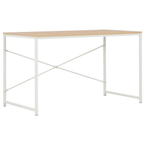 Bureau d'ordinateur Blanc et chêne 120 x 60 x 70 cm - Photo n°2; ?>