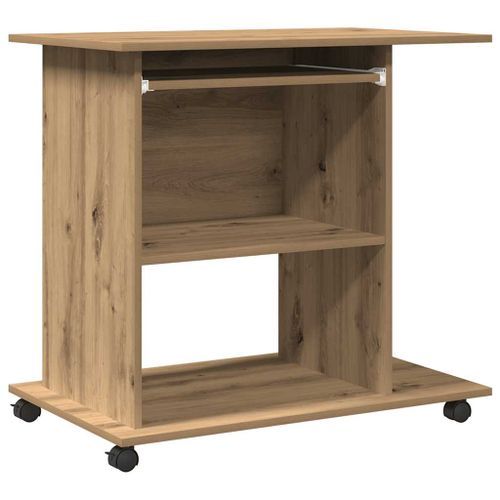 Bureau d'ordinateur chêne artisanal 80x50x75 cm bois ingénierie - Photo n°2; ?>