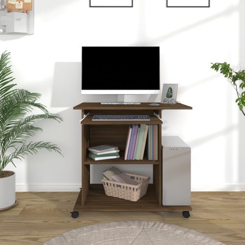 Bureau d'ordinateur Chêne marron 80x50x75 cm Bois d'ingénierie - Photo n°3; ?>