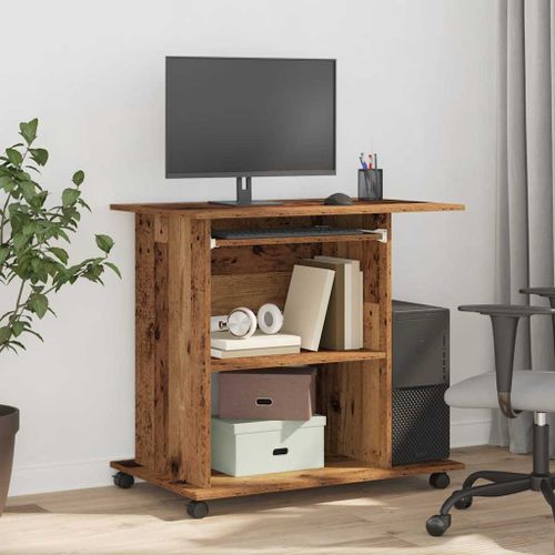 Bureau d'ordinateur vieux bois 80x50x75 cm bois d'ingénierie - Photo n°3; ?>