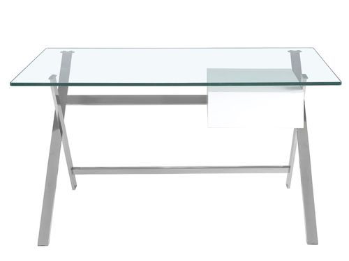 Bureau design Kadora 145 cm - Laque blanc et acier chromé - Photo n°2; ?>