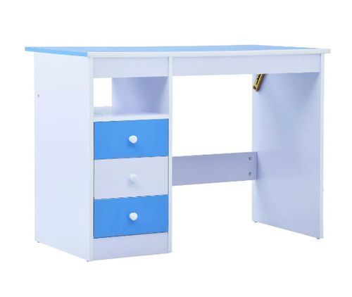 Bureau enfant inclinable 3 tiroirs bois bleu et blanc Sunny - Photo n°3; ?>
