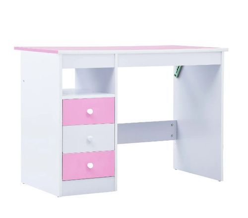 Bureau enfant inclinable 3 tiroirs bois rose et blanc Sunny - Photo n°3; ?>