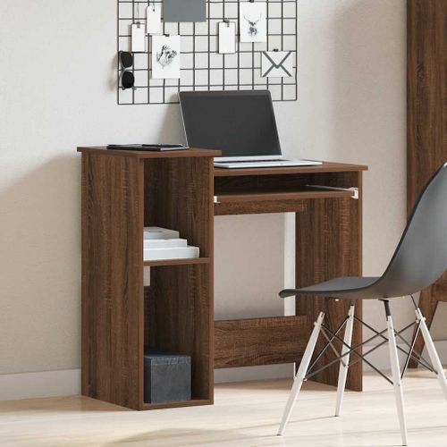 Bureau et étagères chêne marron 84x40x78 cm bois d'ingénierie - Photo n°3; ?>