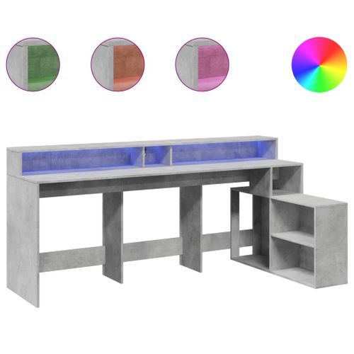 Bureau et lumières LED gris béton 200x104x91cm bois ingénierie - Photo n°2; ?>