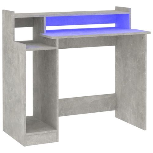 Bureau et lumières LED Gris béton 97x45x90 cm Bois d'ingénierie - Photo n°2; ?>