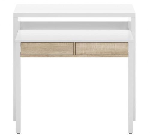 Bureau extensible blanc avec 2 tiroirs bois clair Karel 99 cm - Photo n°2; ?>