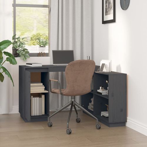 Bureau Gris 110x50x75 cm Bois massif de pin - Photo n°3; ?>