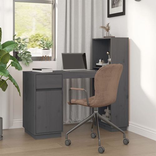 Bureau Gris 110x53x117 cm Bois massif de pin - Photo n°2; ?>