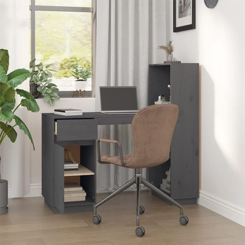 Bureau Gris 110x53x117 cm Bois massif de pin - Photo n°3; ?>