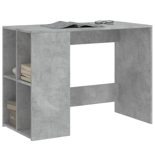 Bureau gris béton 102x50x75 cm bois d'ingénierie - Photo n°3; ?>