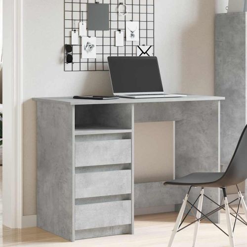 Bureau gris béton 102x50x75 cm bois d'ingénierie - Photo n°3; ?>