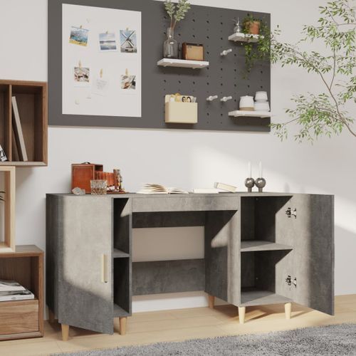 Bureau Gris béton 140x50x75 cm Bois d'ingénierie - Photo n°3; ?>